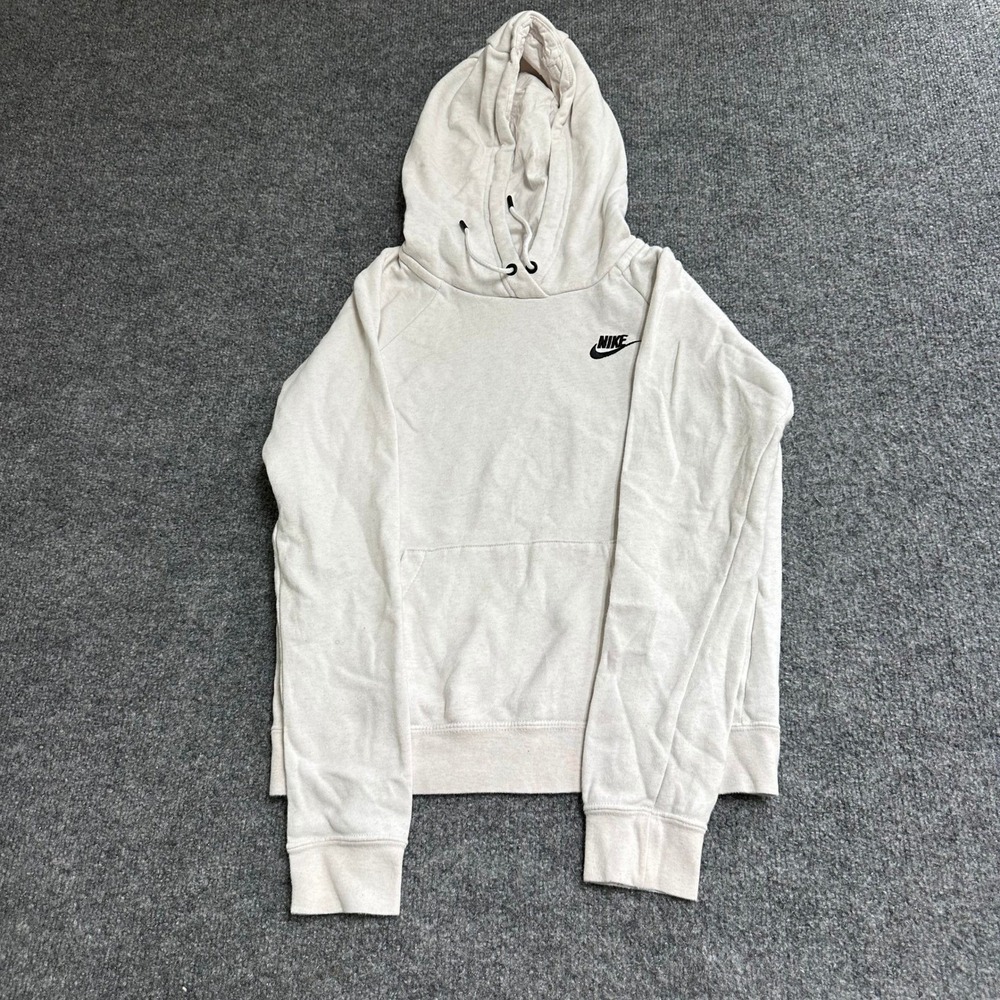 Nike Hoodie Womens Size XS Oatmeal Beige Pullover Fleece Kangaroo Pocket Sport